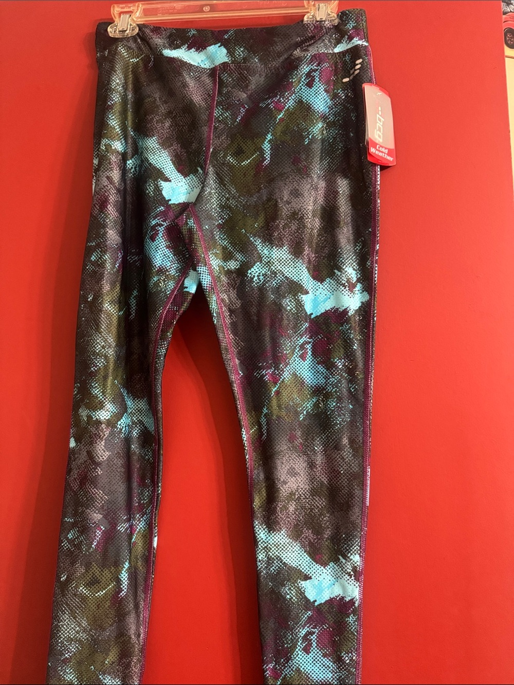 Girls' Active Leggings in Teal & Purple Print